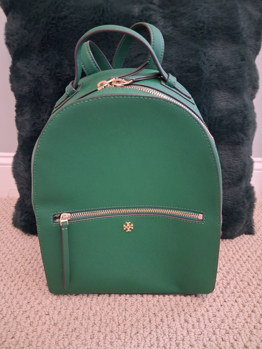 Tory Burch Emerald Green Leather Backpack